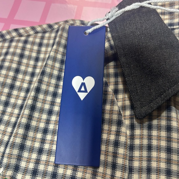 New w/tag Aelfric Eden plaid embroidered buttoned Shirt with Dark Collar - Picture 5 of 8